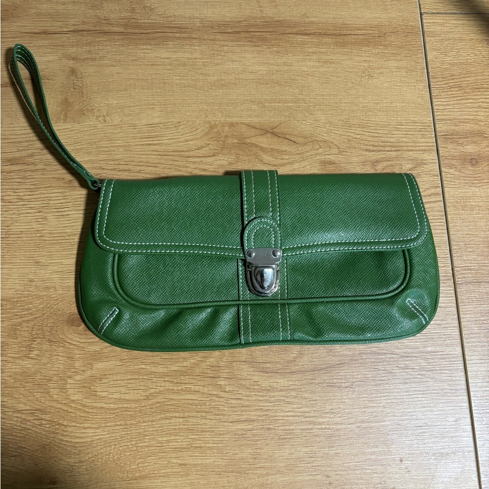 Matix Green Clutch Wristlet with Decorative Buckle